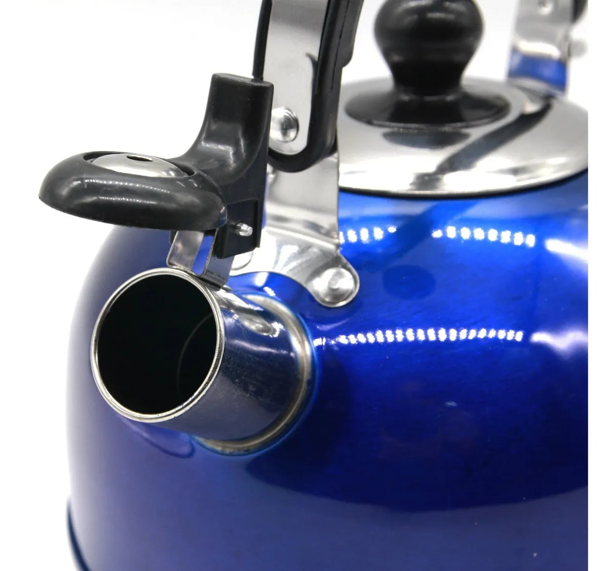 Tetera Acero Inox 1.8L Silbato Abre Fácil Cocina Azul
