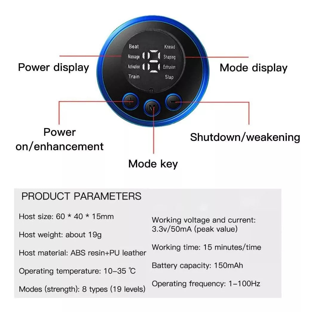 Mini Electroestimulador Muscular Masaje Corporal