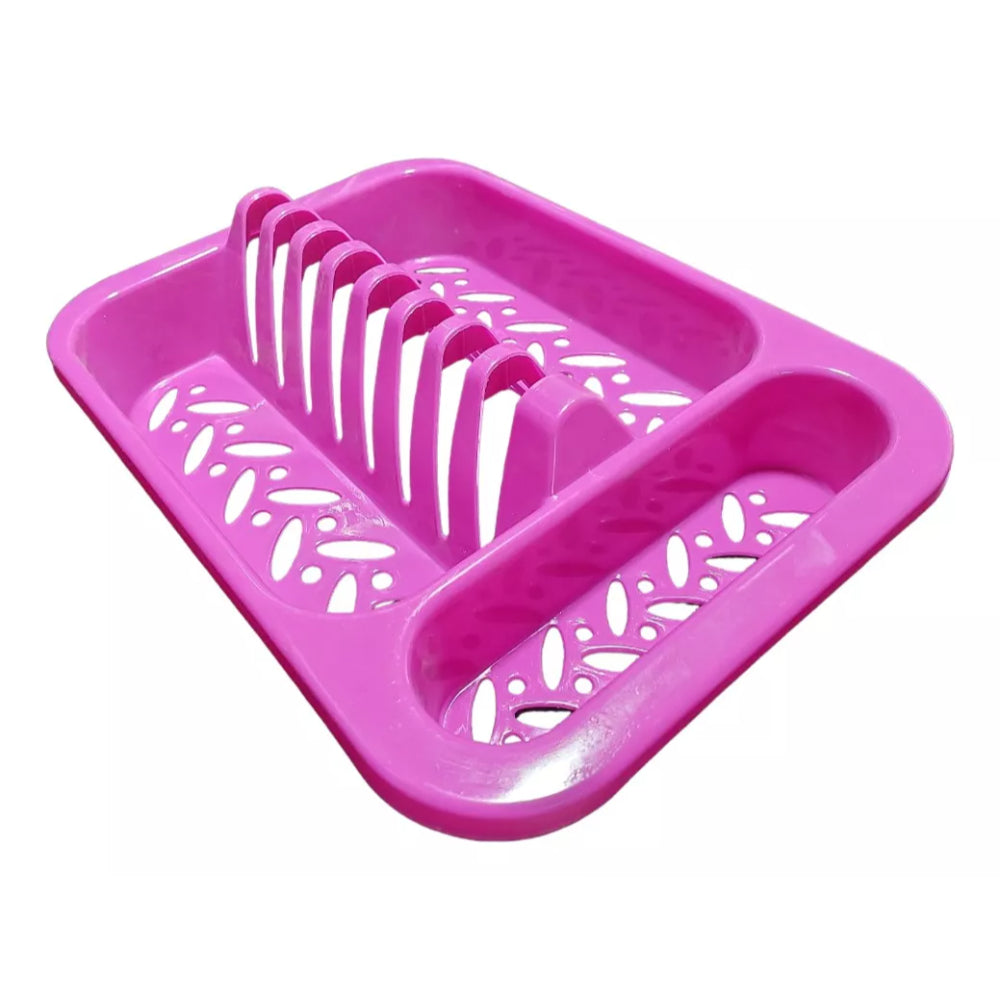 Seca Platos Plástico 1 Nivel Cocina Escurridor Rosado