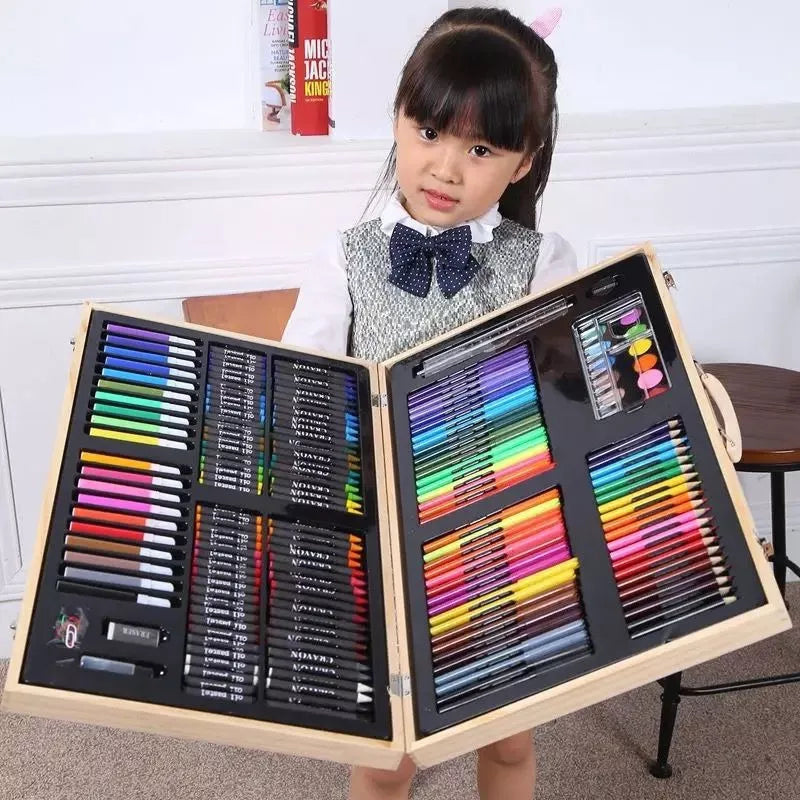 Maleta Set Arte 180 Pzas: Lápices Pintura Madera