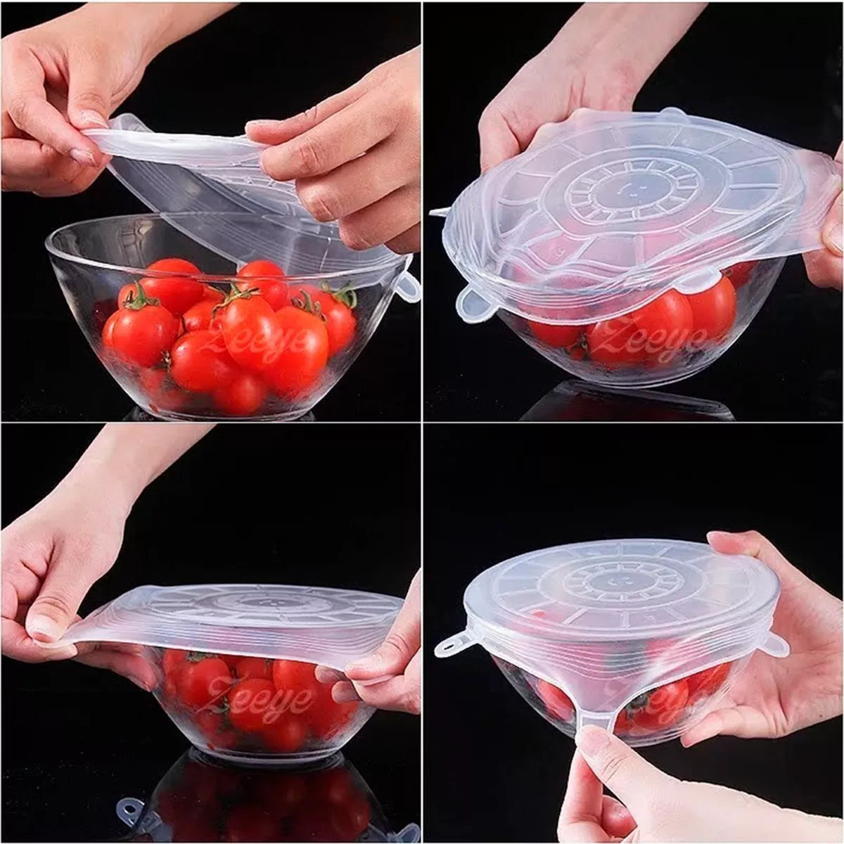 Set 6 Tapas De Silicona Adaptable Para Alimentos Reutilizables
