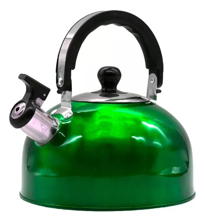Tetera Acero Inox 1.8L Silbato Abre Fácil Cocina Verde