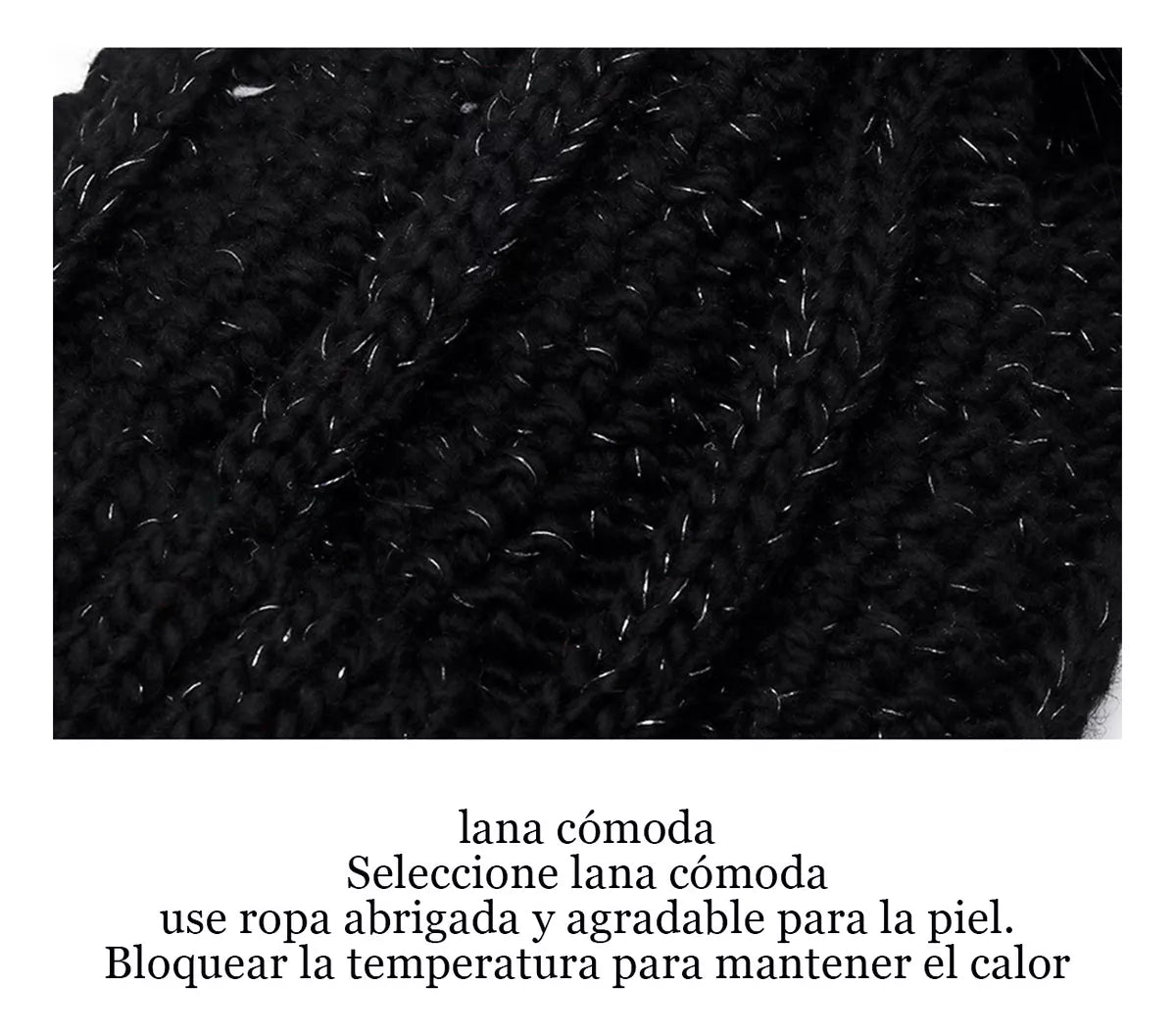 Set Gorro Lana Pompón + Cuello Chiporro Invierno