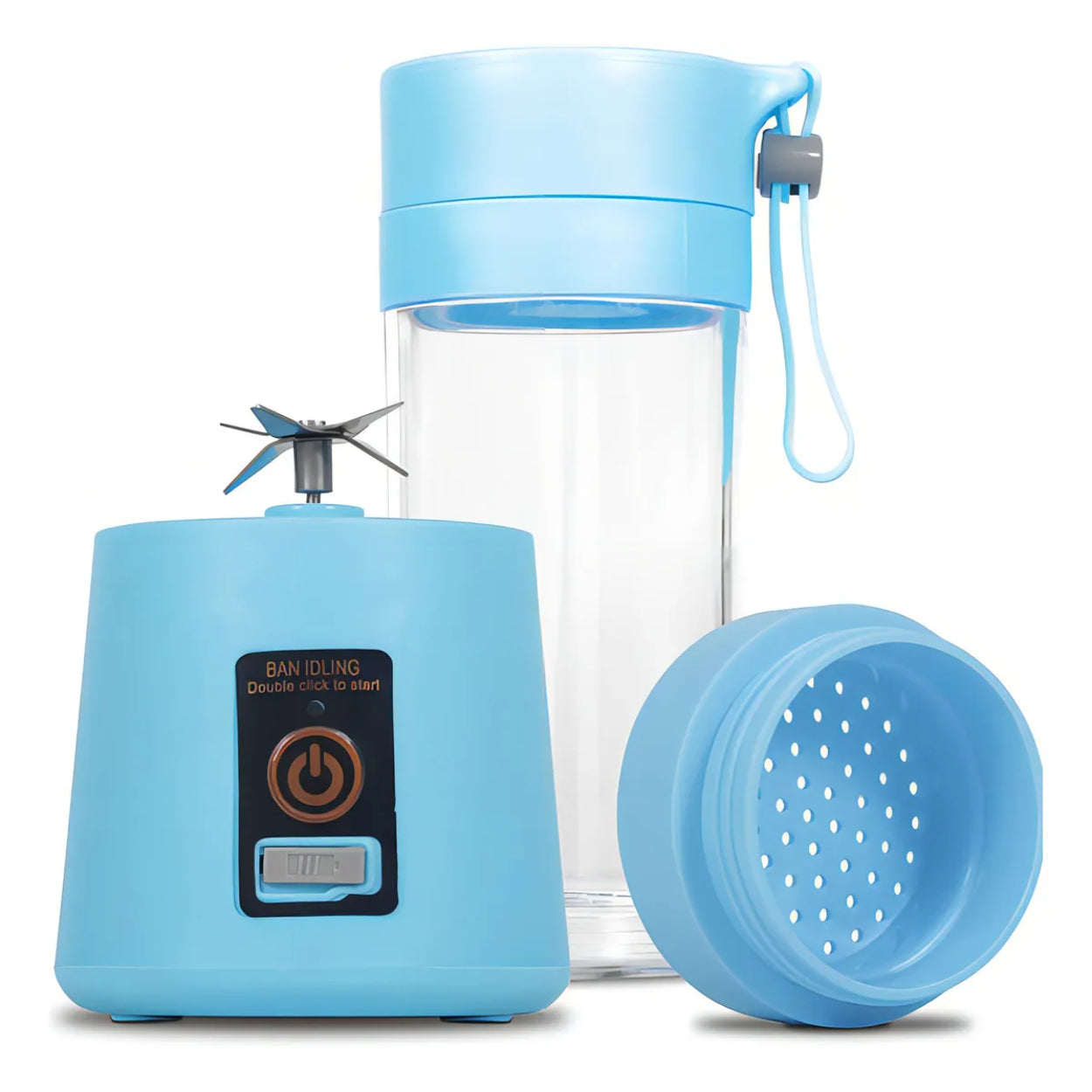 Juguera Licuadora 380ml Portátil USB Recargable Celeste