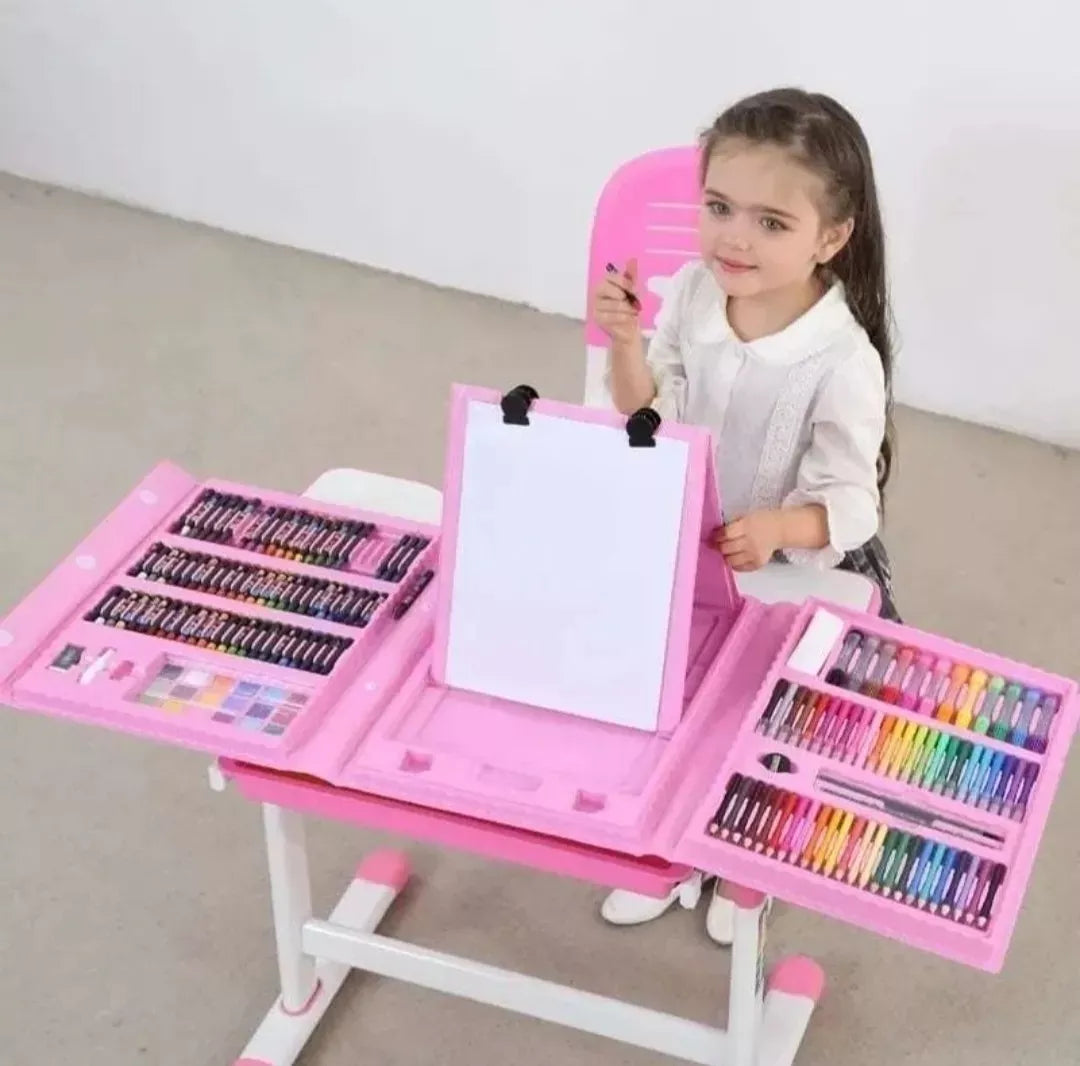 Maleta Set Arte Niños 208 Pzs Dibujo Grande Rosada
