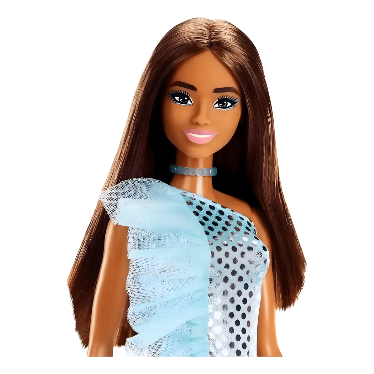 Muñeca Barbie Glitz Castaño Vestido Calipso Fiesta Brillante