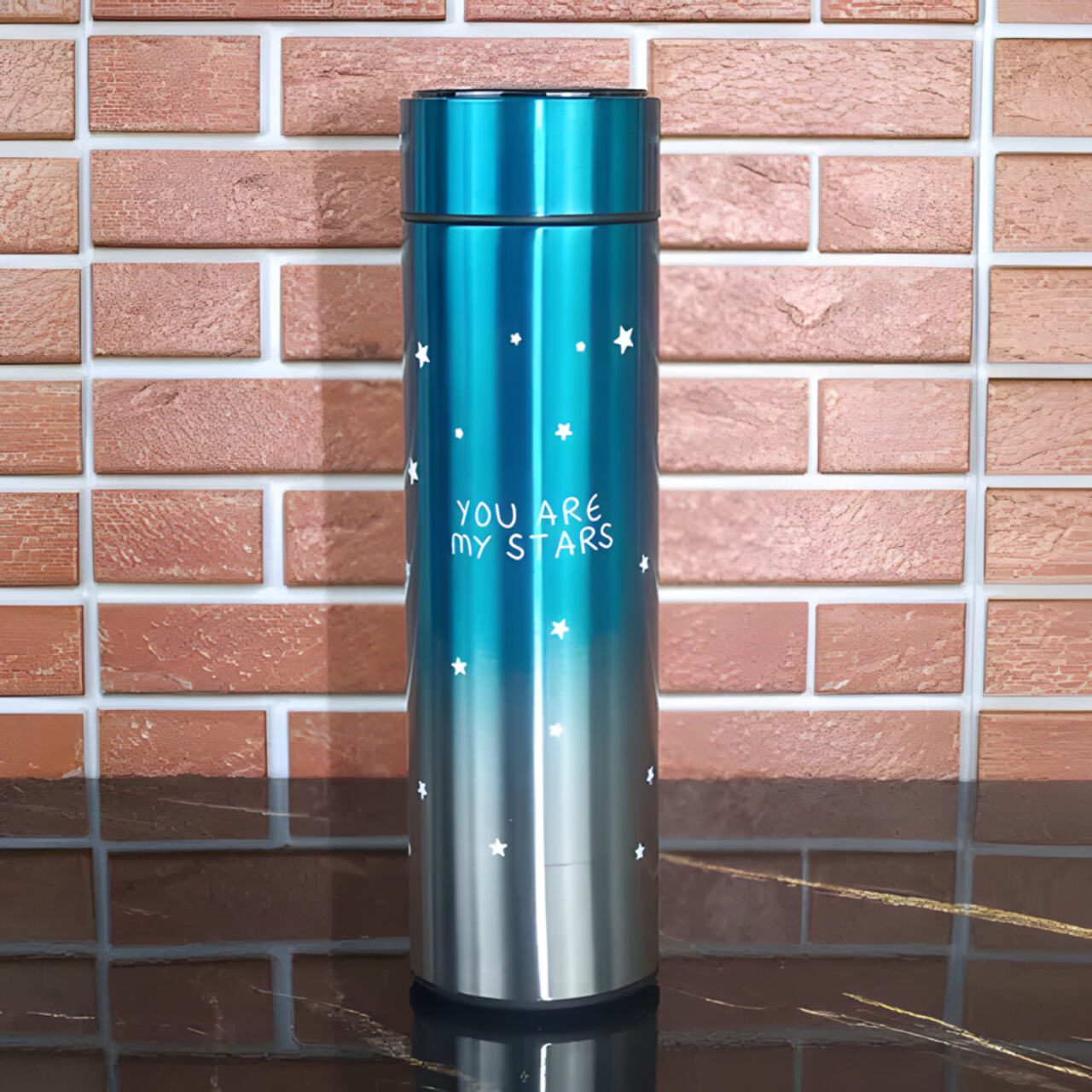 Termo Acero 500ml C/ Pantalla Led Frío/Calor Azul