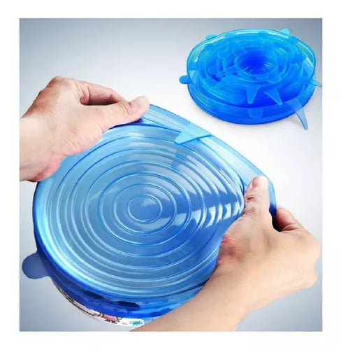 Set 6 Tapas De Silicona Adaptable Para Alimentos Reutilizables