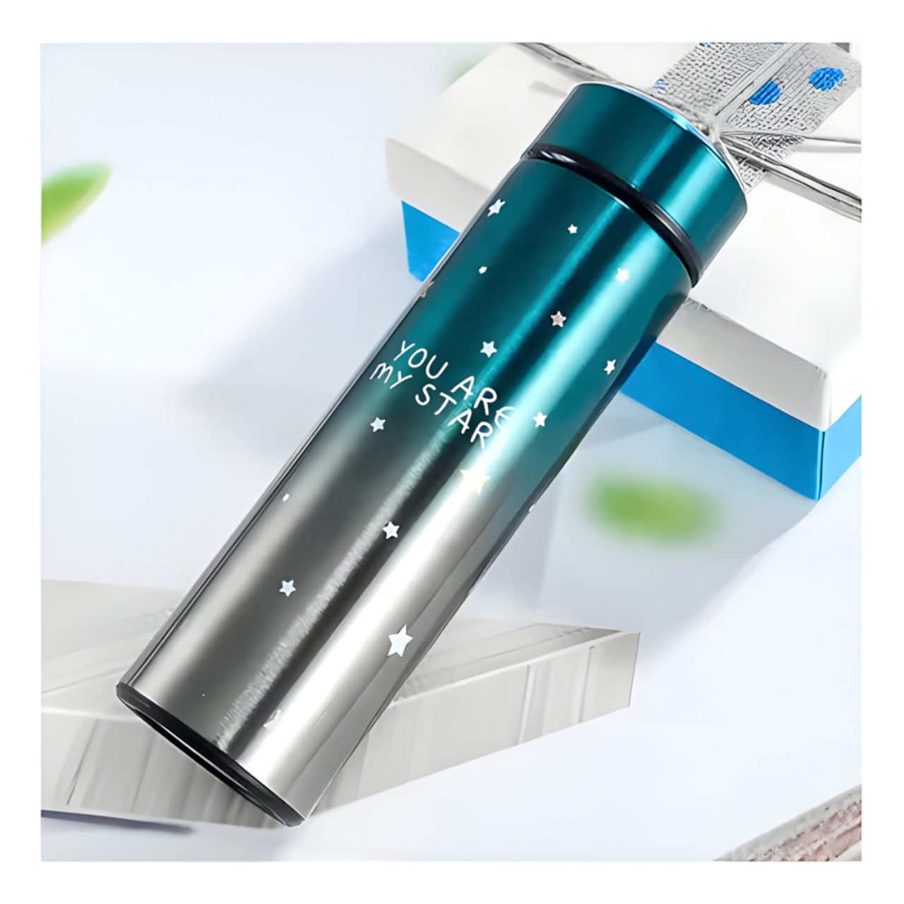 Termo Acero 500ml C/ Pantalla Led Frío/Calor Azul