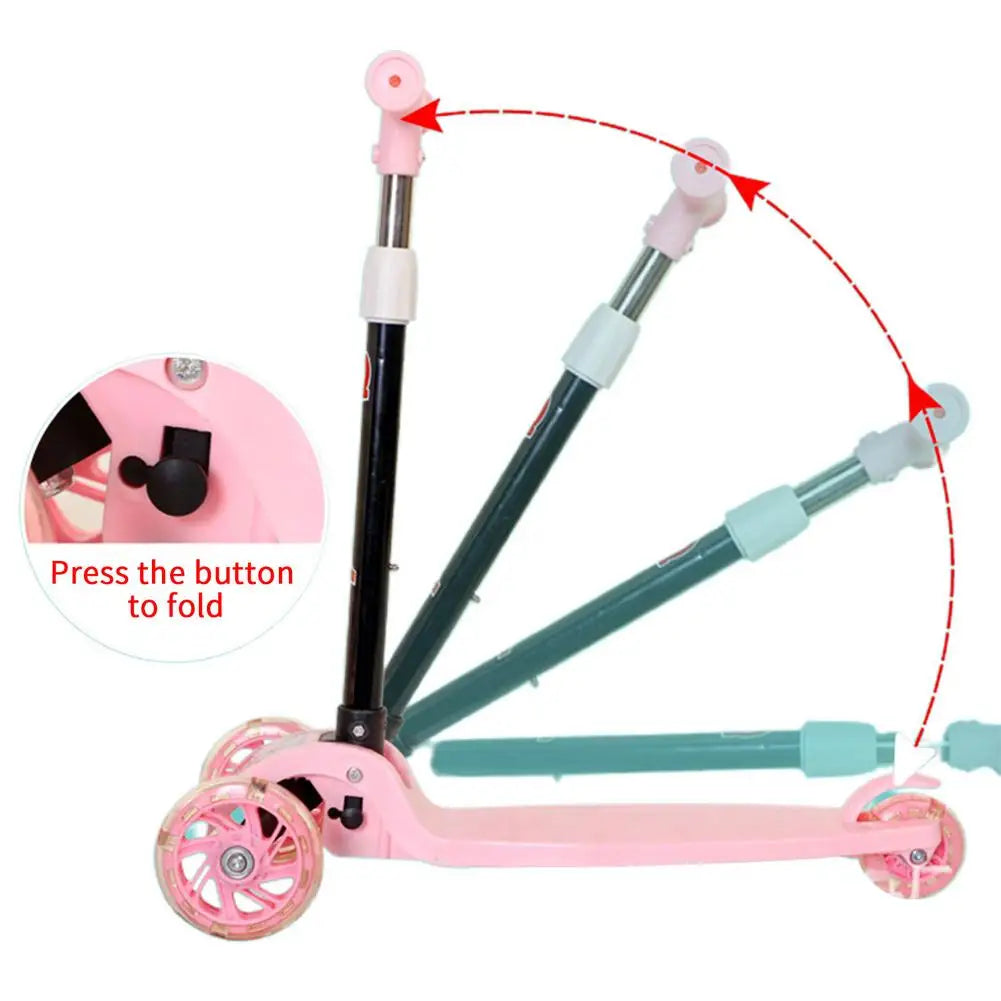 Scooter Monopatín Niños Regulable Luces LED Freno Celeste