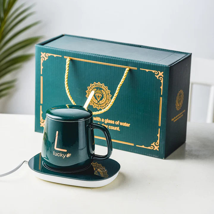 Taza C/ Calentador Eléctrico + Cuchara y Caja Verde