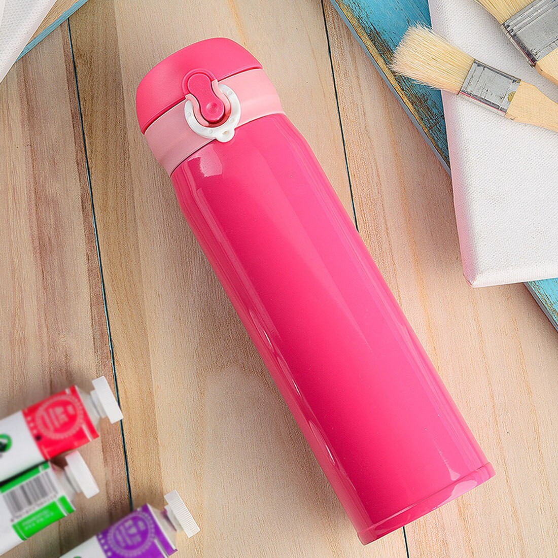 Termo Acero Inox 500ml. Frío/Calor Portátil Rosado