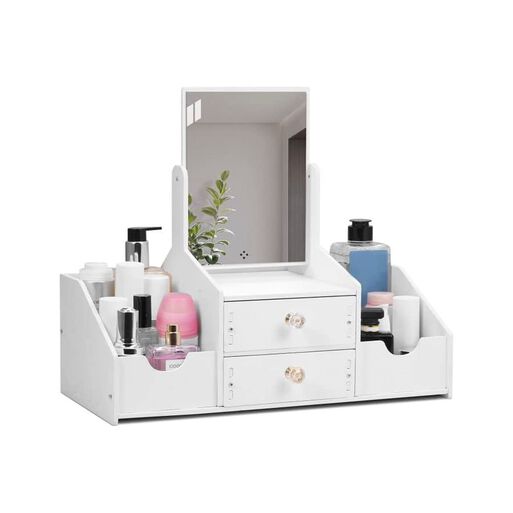 Organizador Maquillaje Multifuncional Espejo Cajón Cuadrado