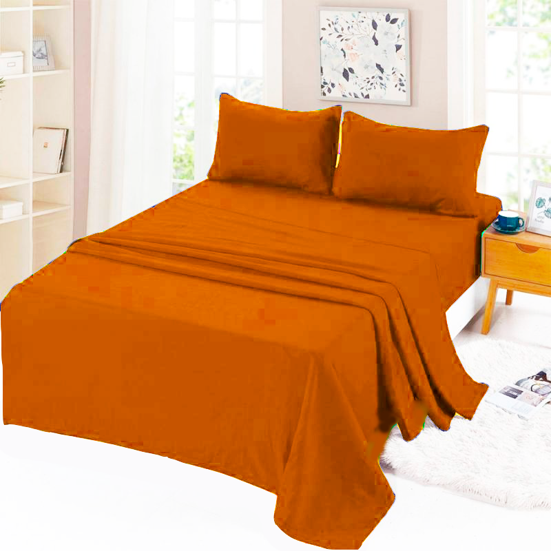 Juego Sábanas King Algodón Poliéster Suaves Naranja
