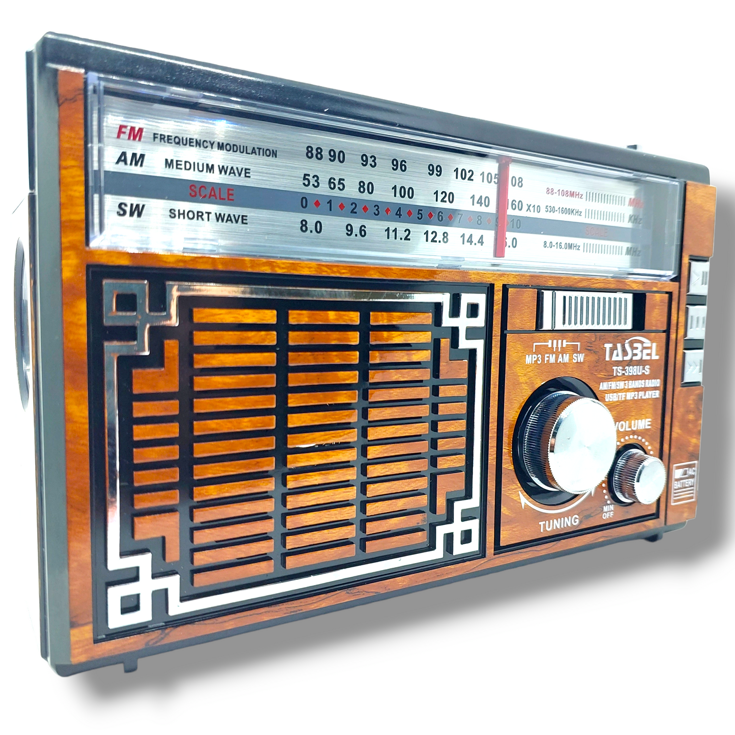 Radio Retro Solar Recargable AM/FM/SW MP3 MicroSD Cafe