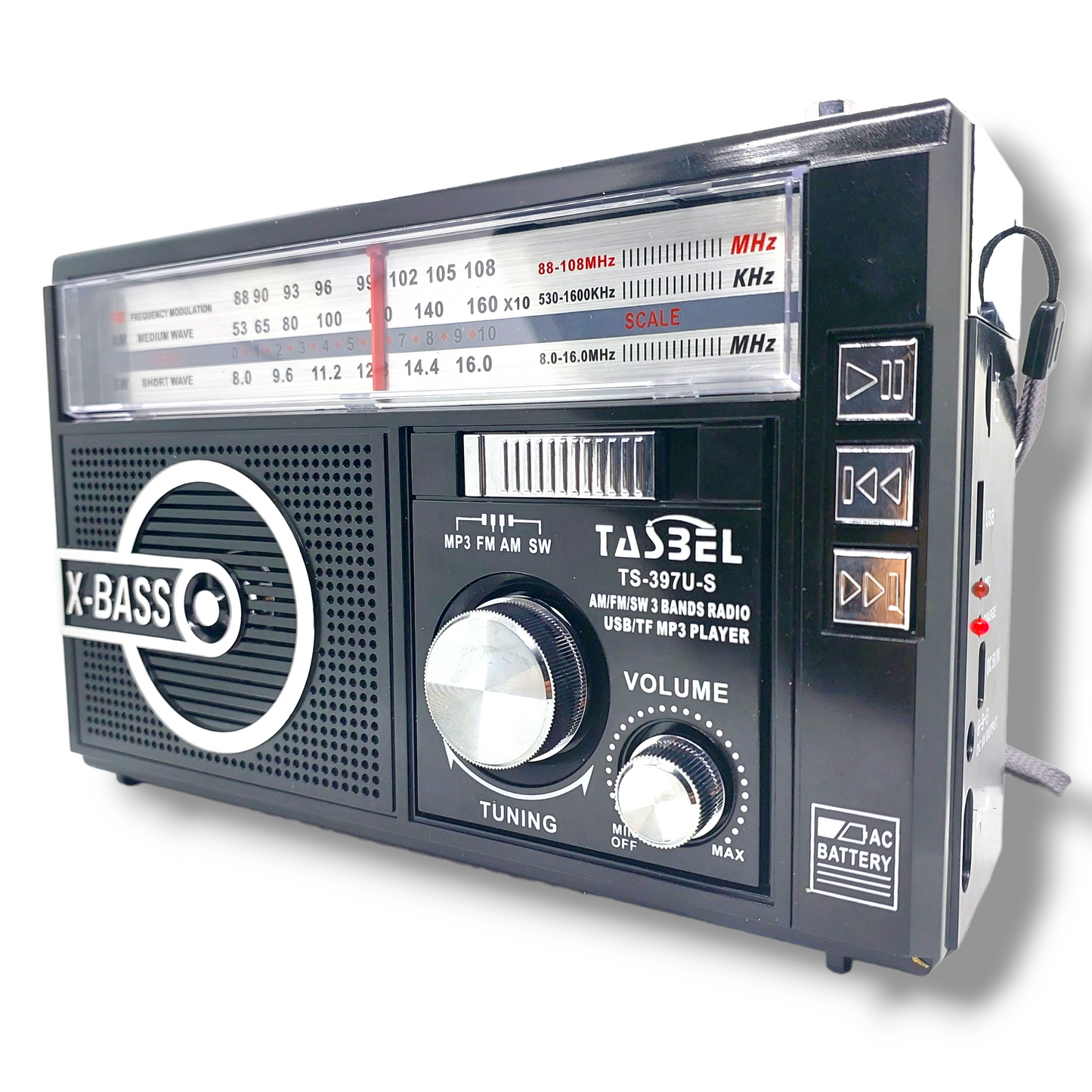 Radio Retro Solar Recargable AM/FM/SW MP3 MicroSD Negra