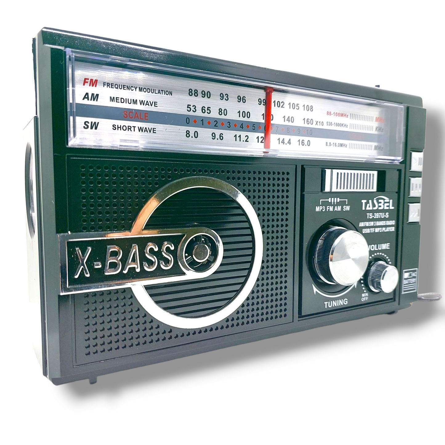 Radio Retro Solar Recargable AM/FM/SW MP3 MicroSD Negra
