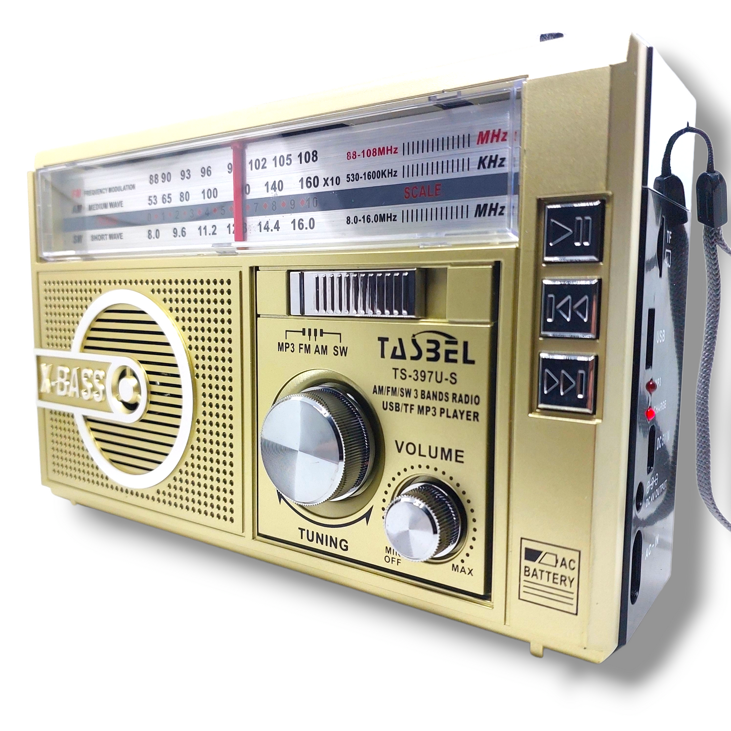 Radio Retro Solar Recargable AM/FM/SW MP3 MicroSD Amarilla