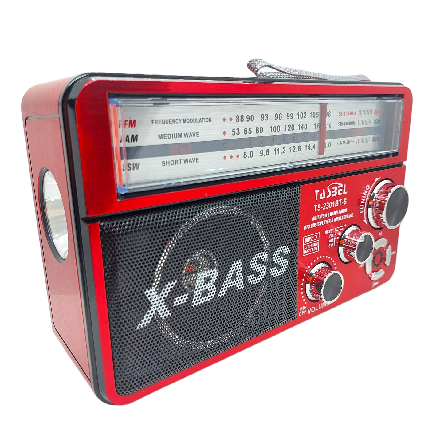 Radio Retro Solar BT USB Recargable AM/FM/SW + Linterna Roja