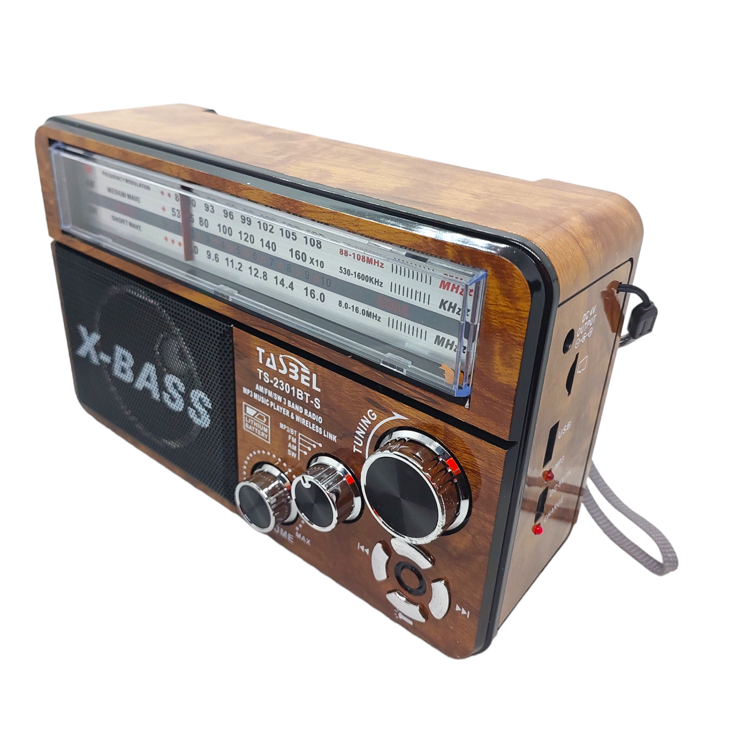 Radio Retro Solar BT USB Recargable AM/FM/SW + Linterna Cafe