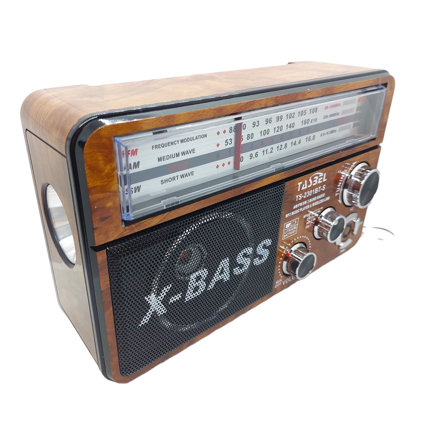 Radio Retro Solar BT USB Recargable AM/FM/SW + Linterna Cafe
