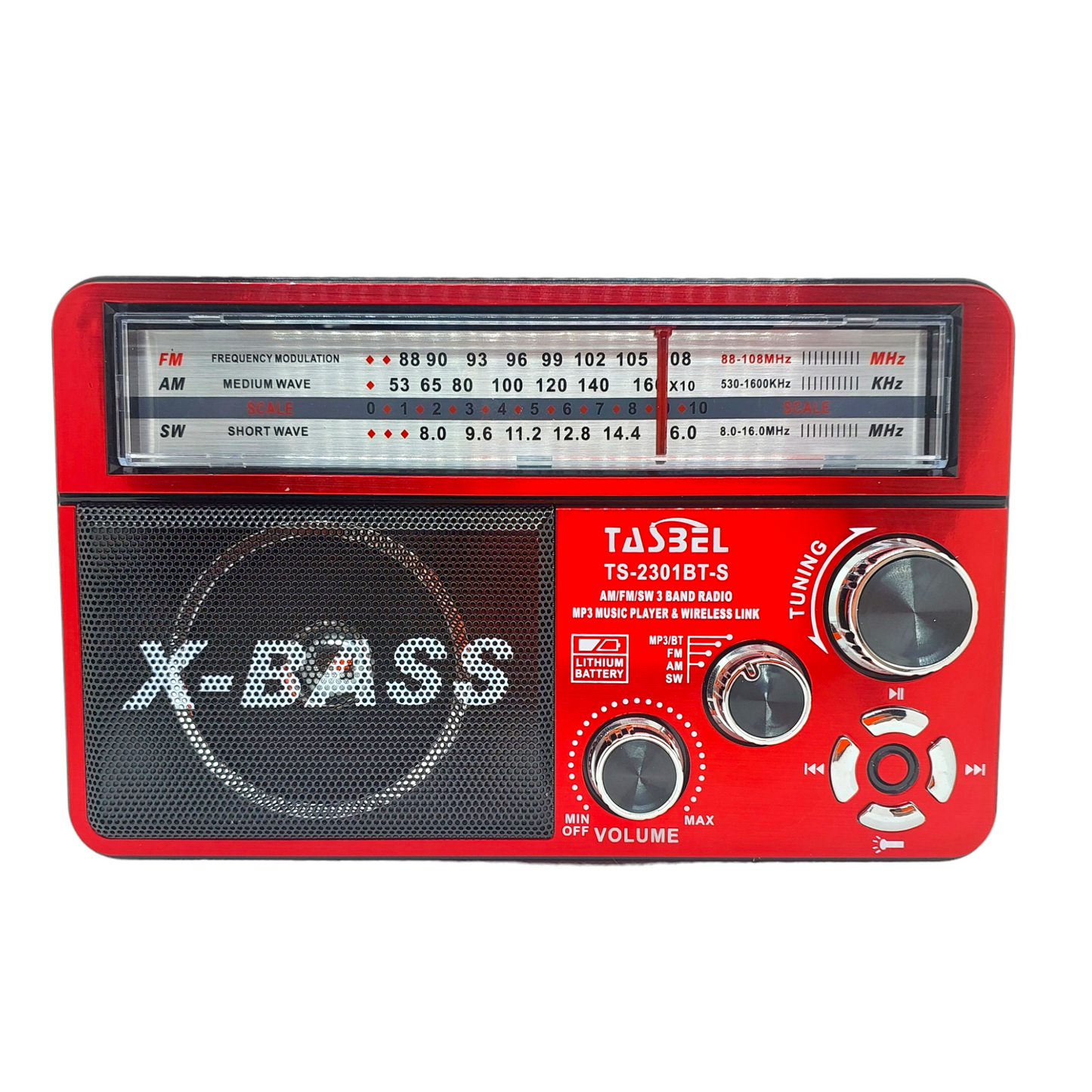 Radio Retro Solar BT USB Recargable AM/FM/SW + Linterna Roja