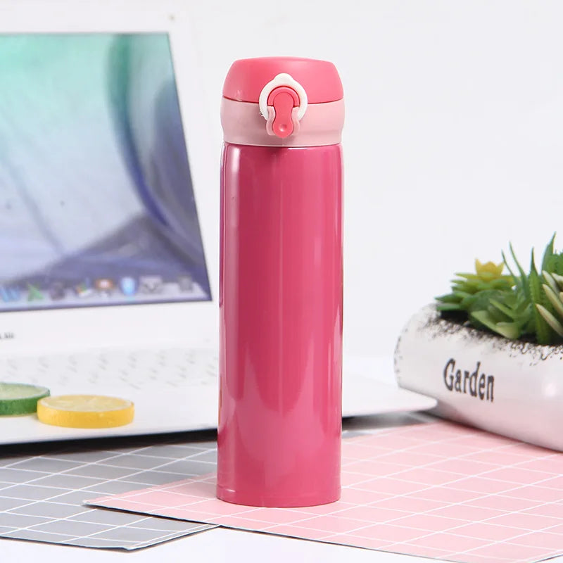 Termo Acero Inox 500ml. Frío/Calor Portátil Rosado