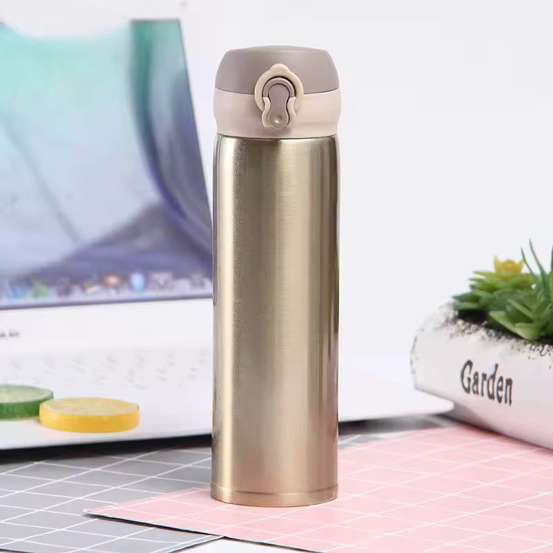Termo Acero Inox 500ml. Frío/Calor Portátil Oro