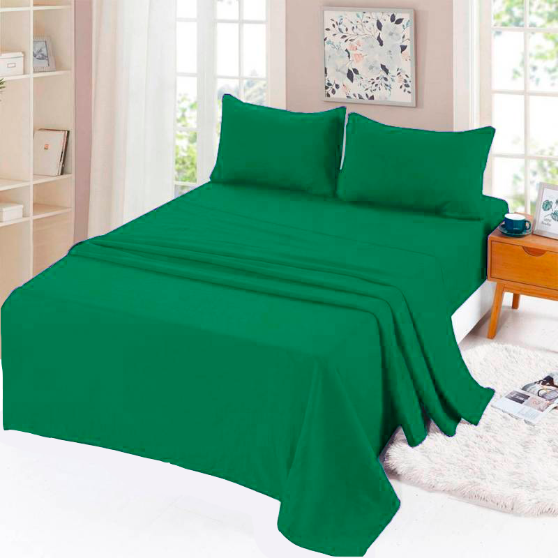 Juego Sábanas King Algodón Poliéster Suaves Verde