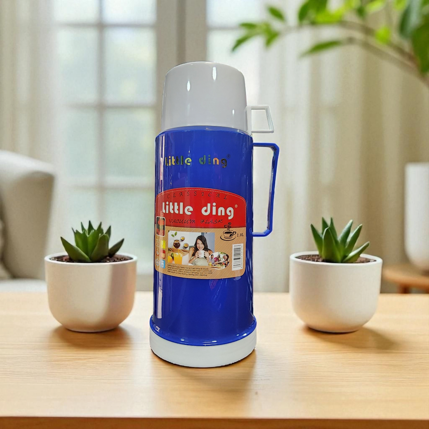 Termo Gran Capacidad 1Lt C/ Taza Mate/Café Azul
