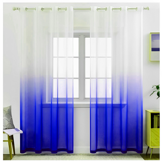 Visillo Cortina Degradé 2 Paños 150x230cm Argolla Azul
