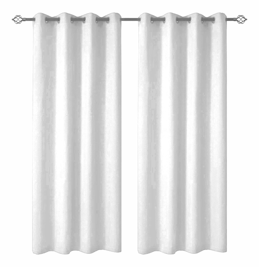 Cortina Textura Lino 2 Paños 140x260 Blancas