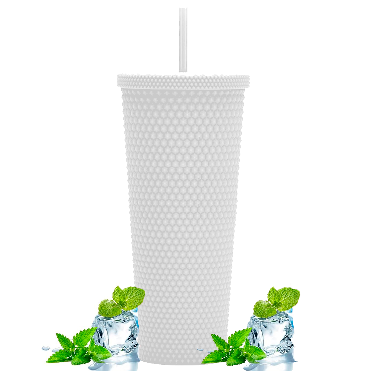 Vaso Térmico Tipo Starbucks 710ml C/Bombilla Blanco
