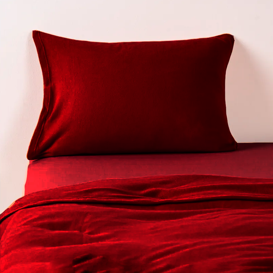 Sábanas Polar 1.5 Plazas Invierno Elasticadas Burdeo