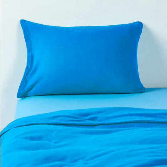 Sábanas Polar 1.5 Plazas Invierno Elasticadas Celeste