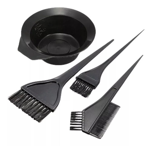 Kit Teñir Pelo: Pocillo + 3 Brochas Peluquería