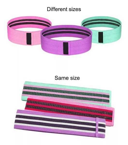 Set Kit 3 Bandas Elásticas Tela Antideslizante Fitness