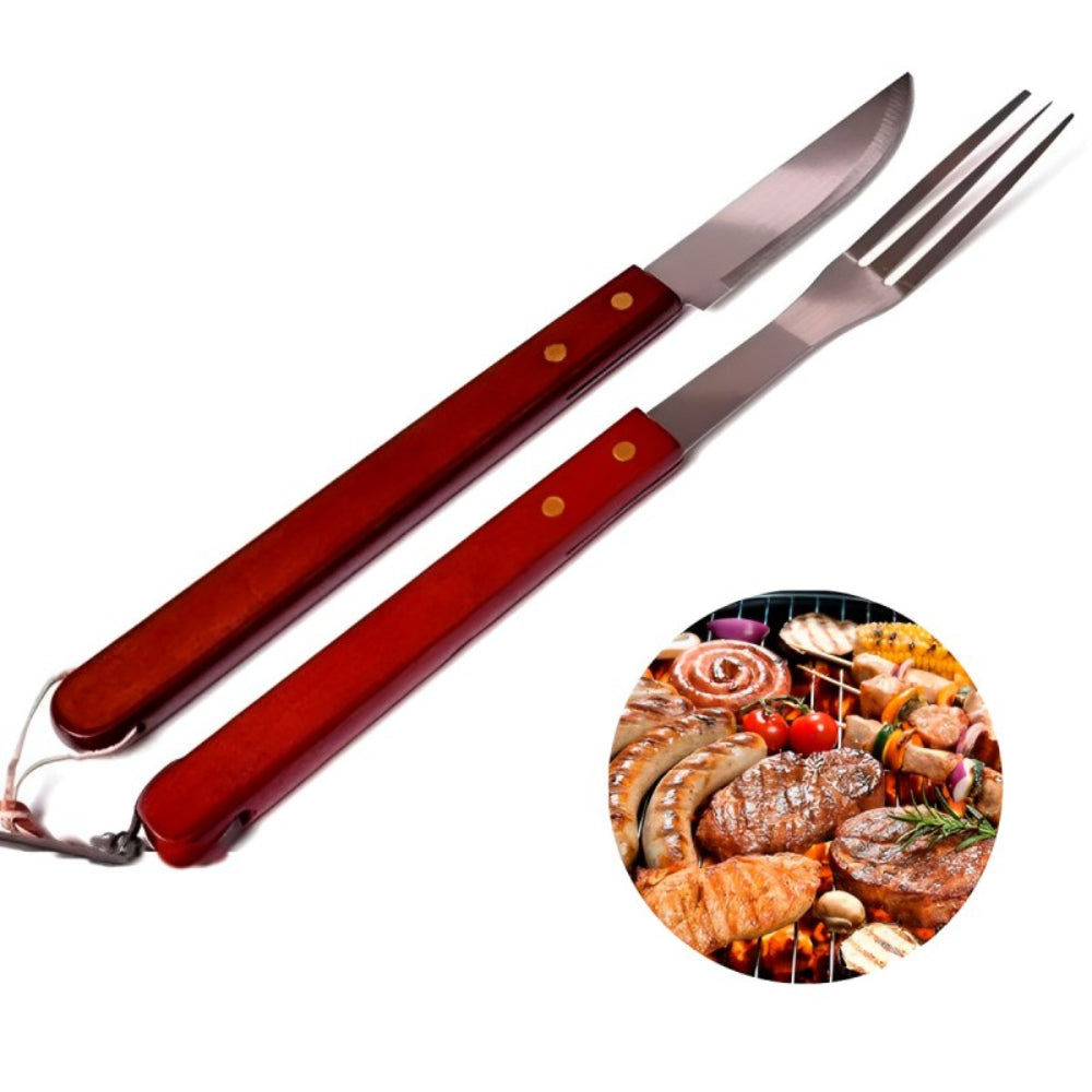 Set Cuchillo Tenedor Asado Parrillero Kit Asador