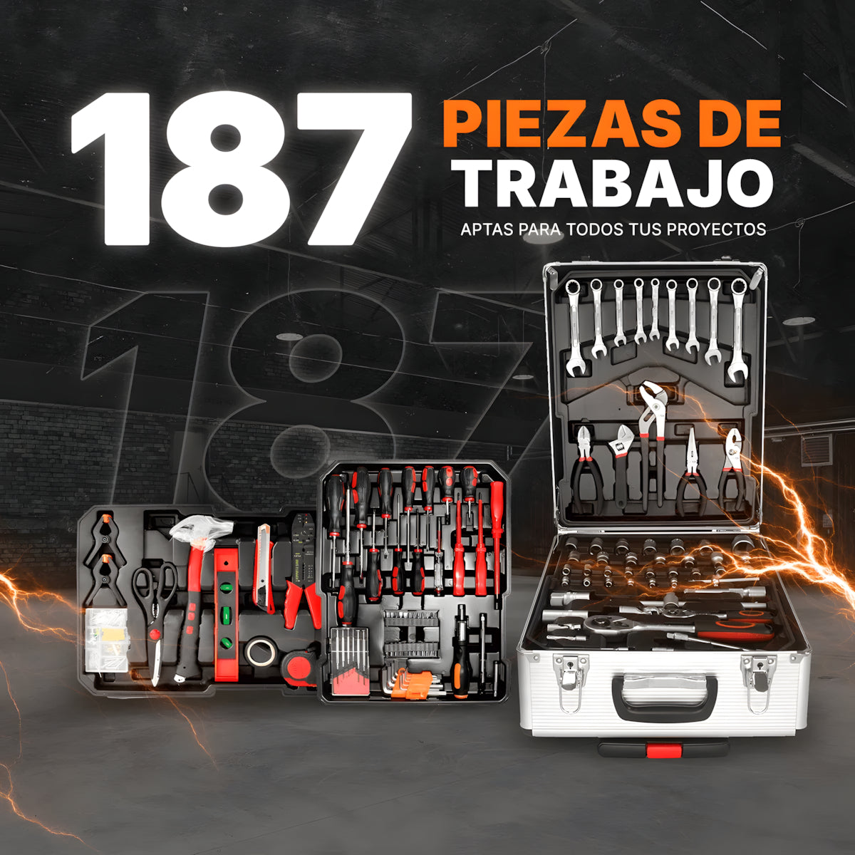 Caja De Herramientas Aluminio 187 Piezas Maleta c/ Ruedas