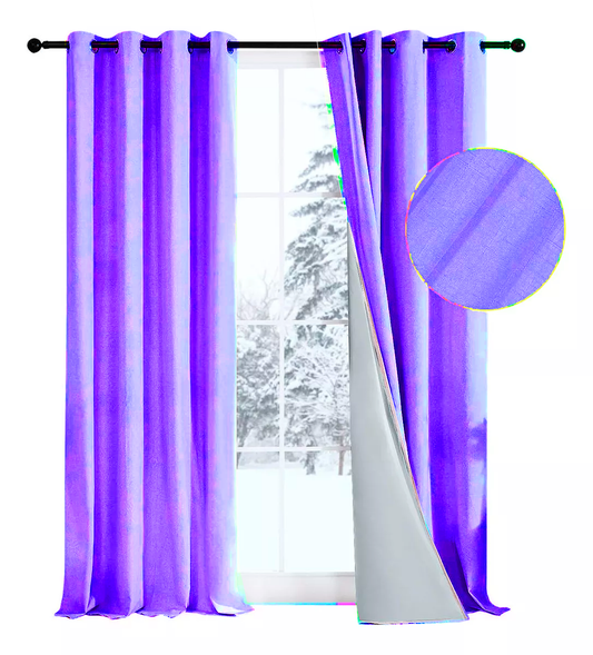 Cortina BlackOut 100% Térmica 2 Paños Engomada Morado