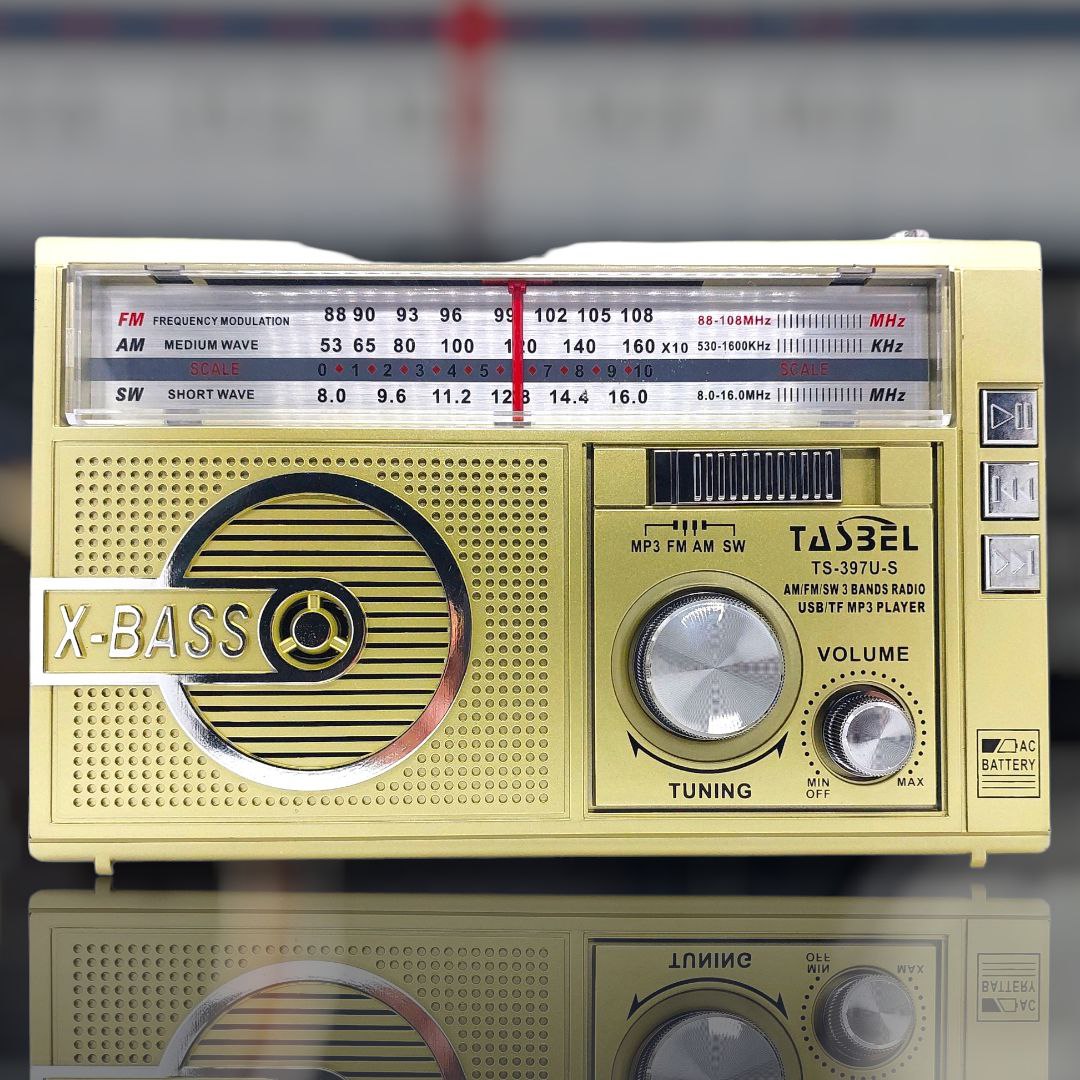 Radio Retro Solar Recargable AM/FM/SW MP3 MicroSD Amarilla