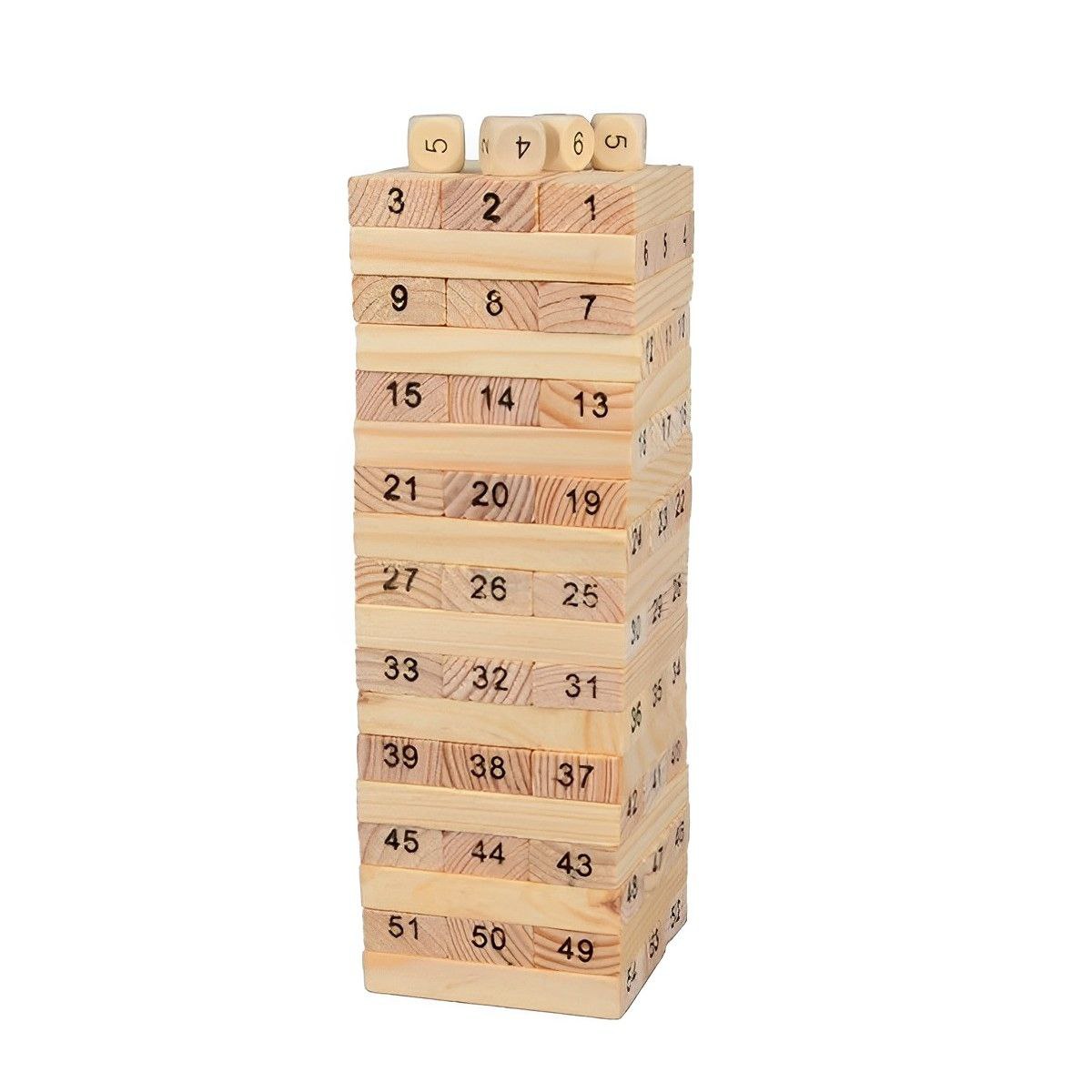 Jenga Madera 54 Piezas Juego Destreza Habilidad + 4 Dados