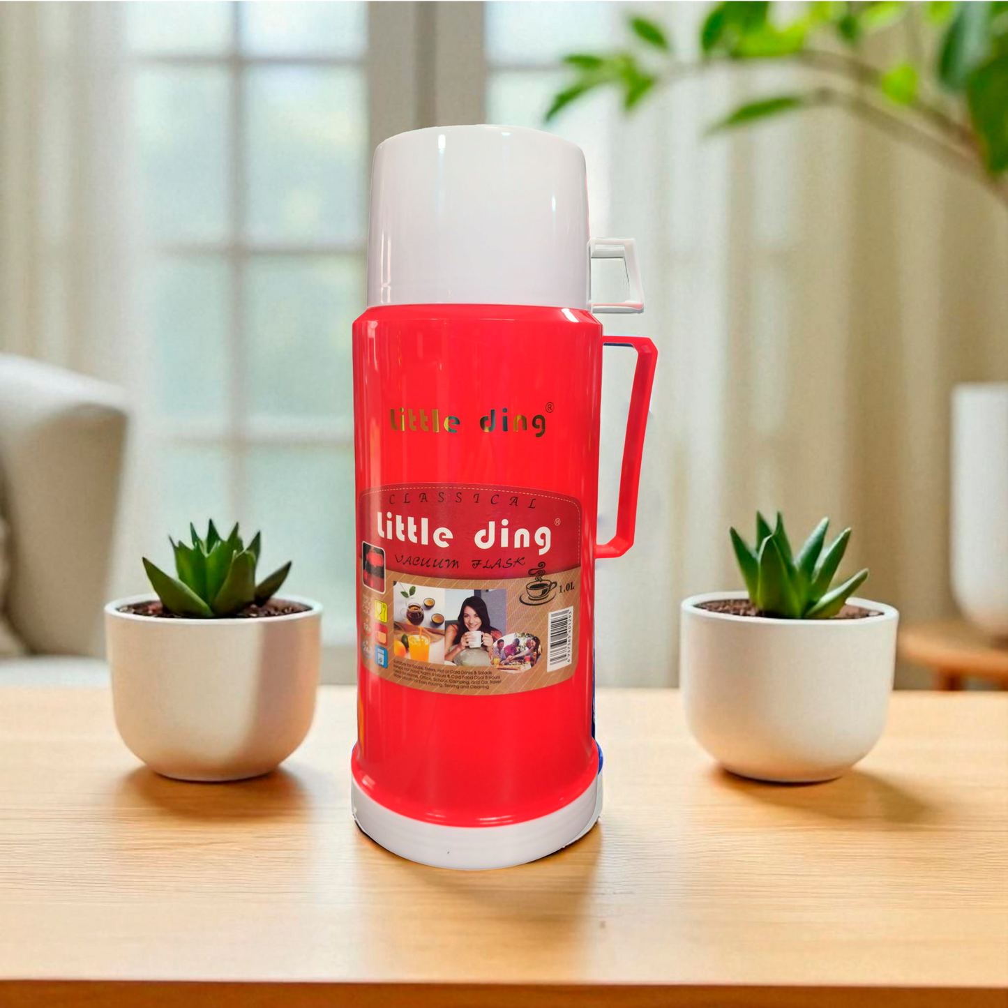 Termo Gran Capacidad 1Lt C/ Taza Mate/Café Rojo