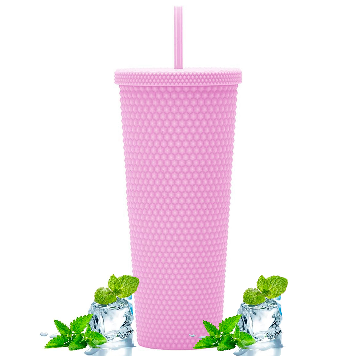 Vaso Térmico Tipo Starbucks 1 Litro Mate C/Bombilla Rosado
