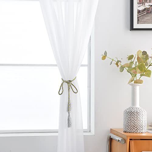 Visillo Velo Liso Blanco 130x210cm 2 Paños