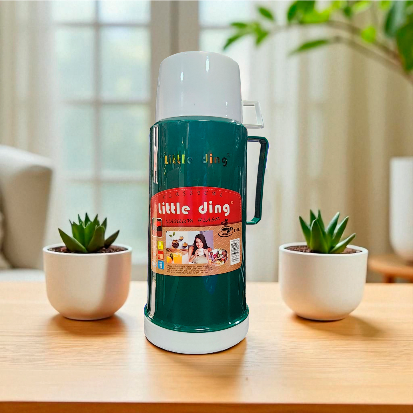 Termo Gran Capacidad 1Lt C/ Taza Mate/Café Verde