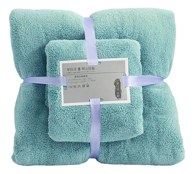 Set 2 Toallas Microfibra Baño y Mano | Ultra Absorbente