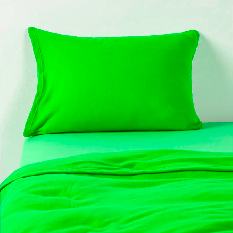Sábanas Polar 1.5 Plazas Invierno Elasticadas Verde Manzana