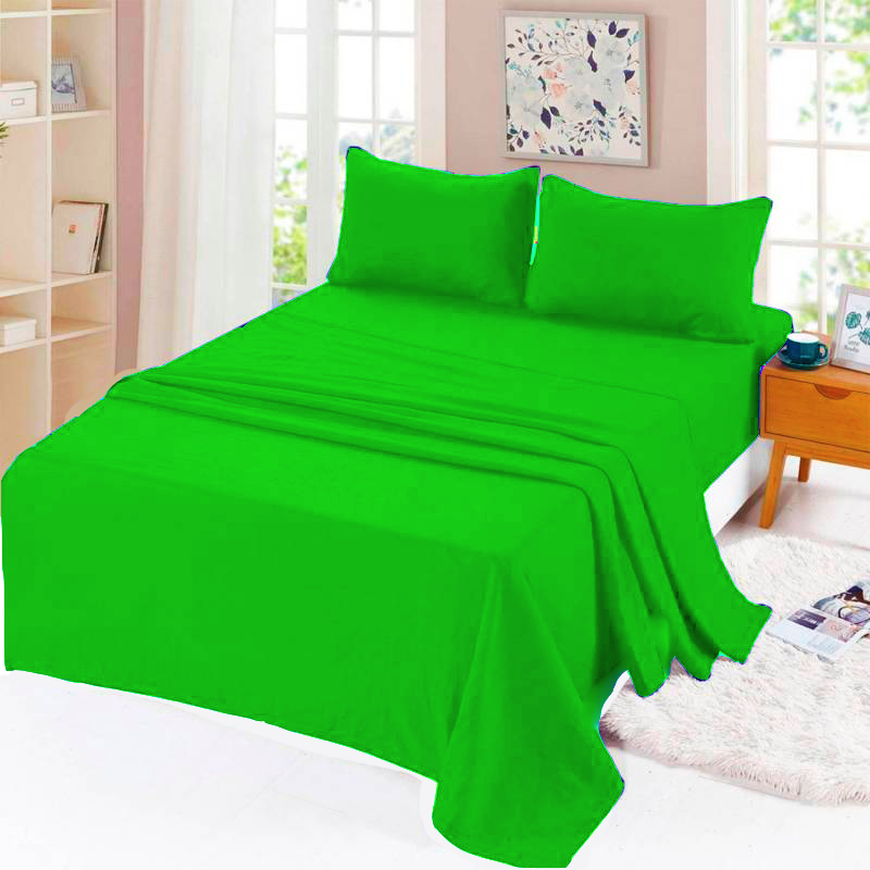 Juego Sábanas King Algodón Poliéster Suaves Verde Pistacho