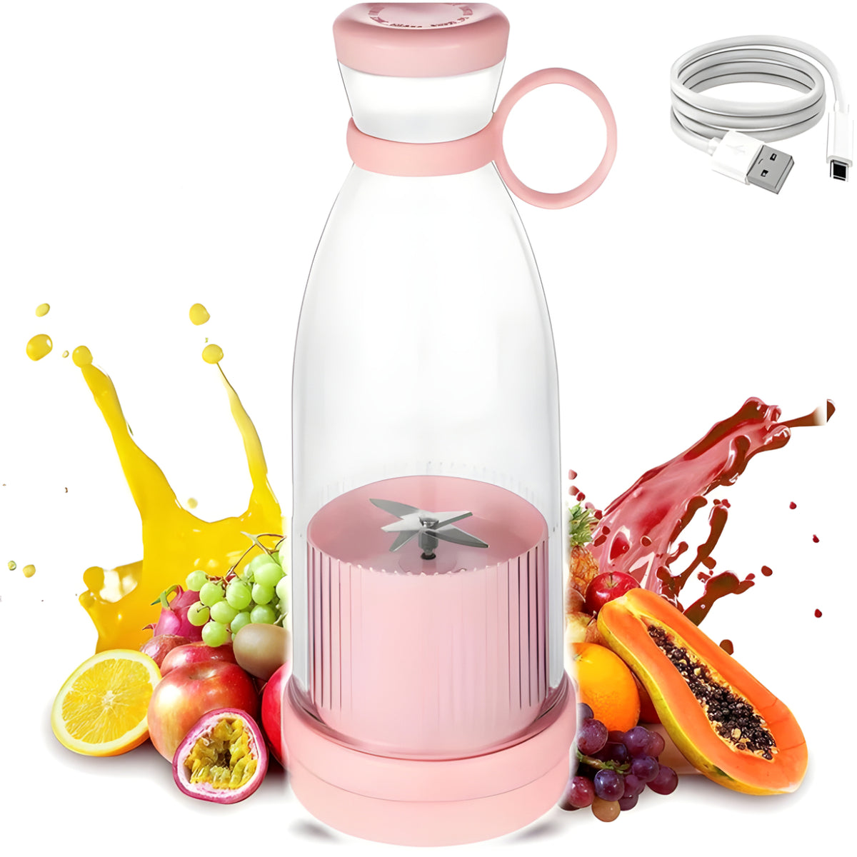 Licuadora Portátil USB Recargable 420ml Rosada - imagen 3 | Netzo.cl